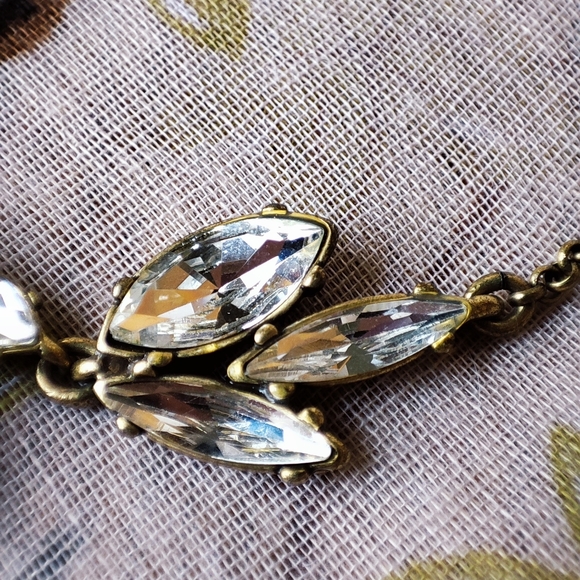 J. Crew Thin Navette Marquis Teardrop Crystal Clear Stones Statement Necklace - Picture 10 of 16